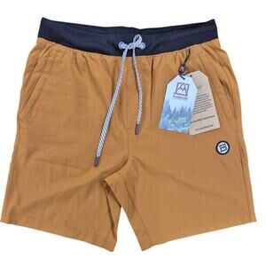 NWT Avalanche Outdoor Supply Co Polyester Drawstring Shorts Gold Sz Sm